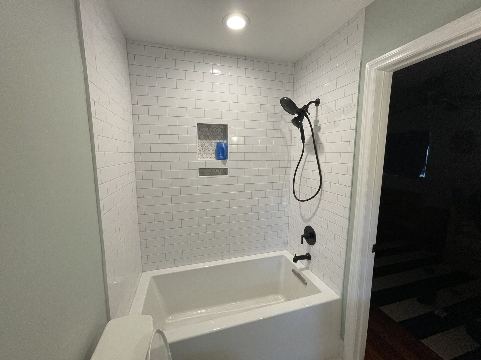 Bathroom remodel featuring a new soaking tub
