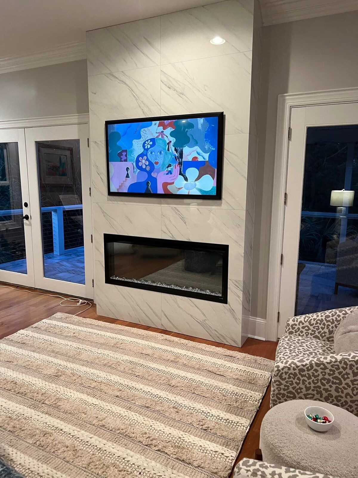 Finished stage of fireplace feature wall by Kickers Low Country Home Creations